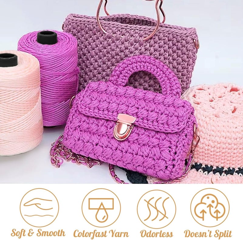 CAMAL Polypropylene Cord 3mm 185 Yards Colorful Polyester Yarn Handmade Knitting Thread Macrame Cord 3mm for Crochet Bags, DIY Crafts, Plant Hangers, Making Macrame Project(Bright Pink) - Image 5